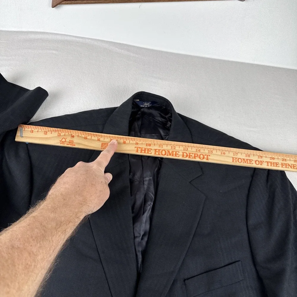 Brooks Brothers Stretch Mens Black Blazer Suit Jacket 46R Wool Blend Office